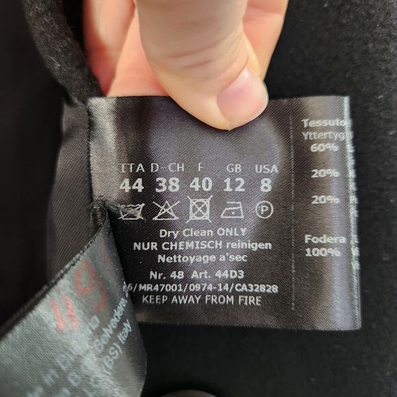 CINZIA ROCCA Cashmere Wool Blend Coat 8 Black Classic Quiet Luxury Office Fall - Picture 6 of 10